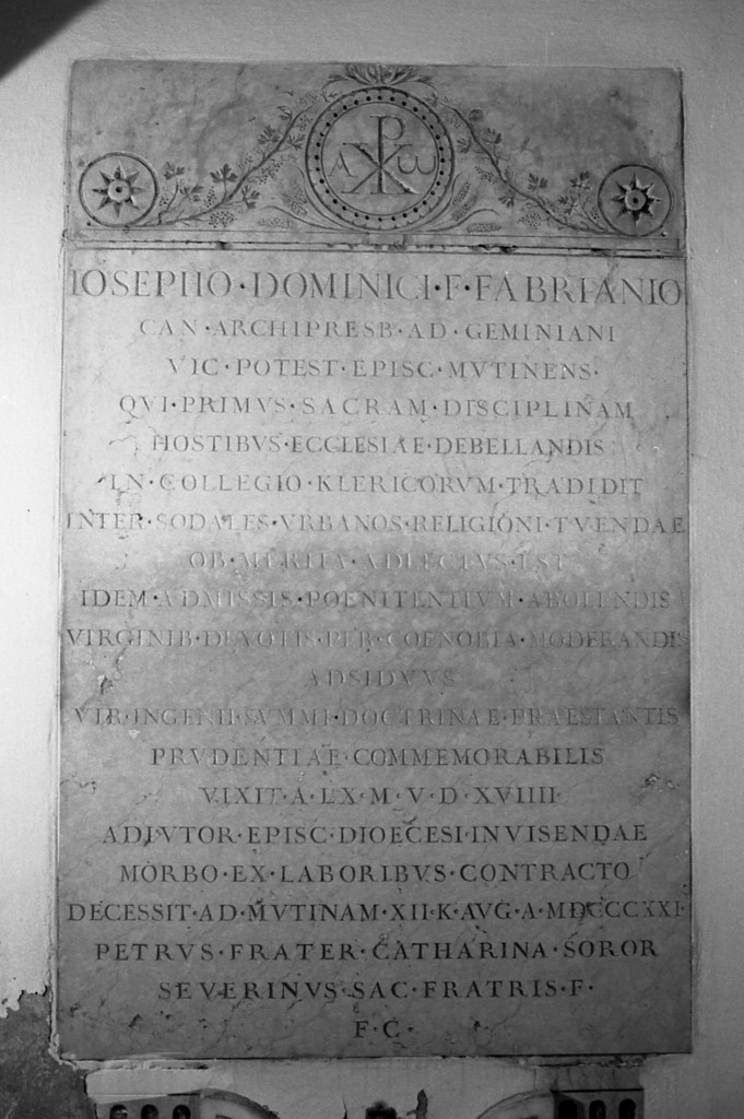 lapide commemorativa - manifattura modenese (sec. XX)