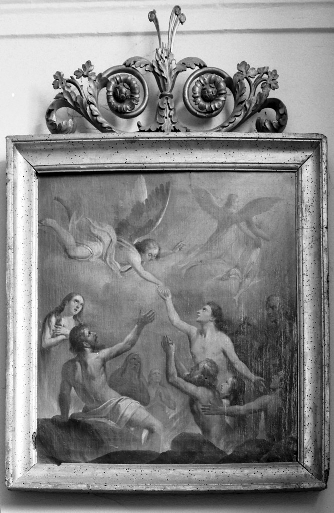 dannati e angeli (dipinto) - manifattura modenese (prima metà sec. XVIII)