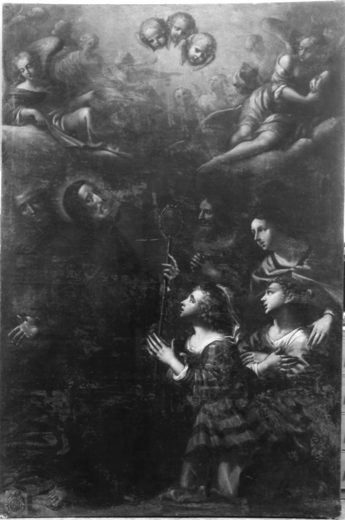 San Francesco da Paola con i fedeli (dipinto) di Massarini Girolamo (attribuito) (sec. XVIII)