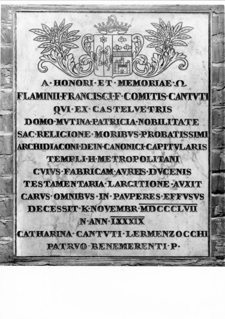 lapide commemorativa - manifattura emiliana (sec. XIX)