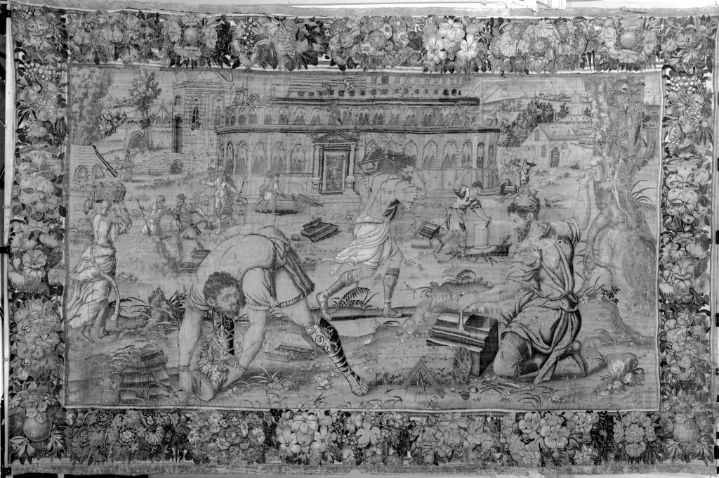 torre di Babele (arazzo) - manifattura del Maestro della Marca Geometrica (sec. XVI)