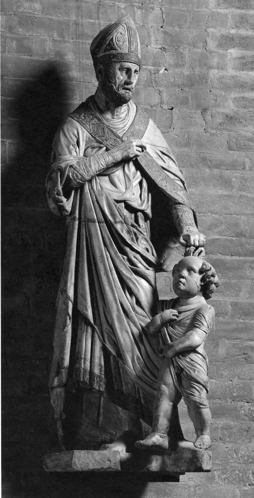 San Geminiano salva un fanciullo (scultura) di Agostino di Antonio di Duccio (sec. XV)