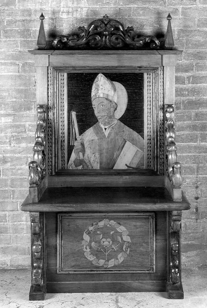 Sant'Ambrogio (trono) di Genesini Cristoforo detto Cristoforo Canozzi da Lendinara - manifattura modenese (sec. XV, sec. XX)