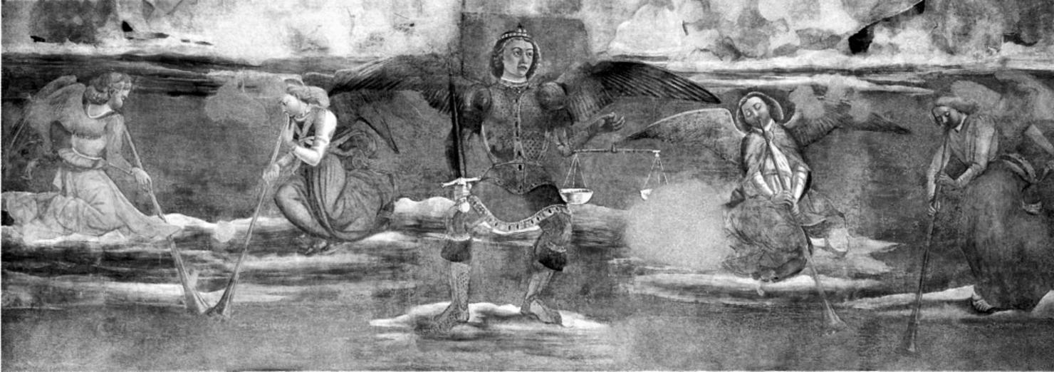 San Michele Arcangelo e angeli (dipinto, elemento d'insieme) di Genesini Cristoforo detto Cristoforo Canozzi da Lendinara (sec. XV)