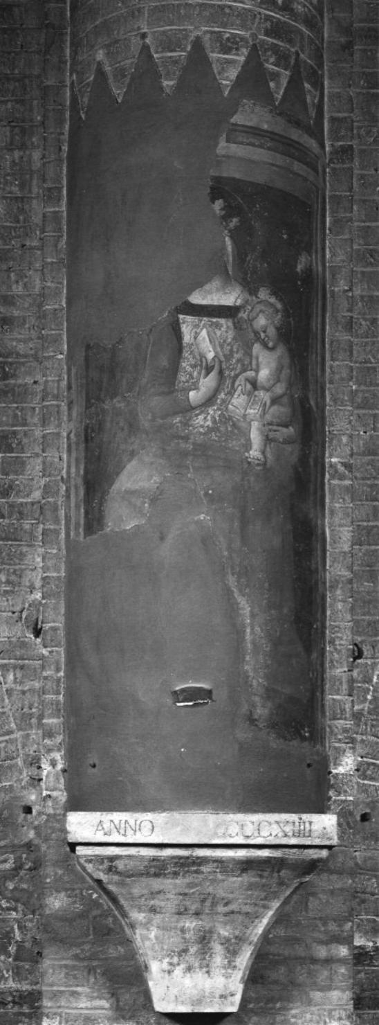 Madonna con Bambino (dipinto, frammento) di Tommaso da Modena (sec. XIV)