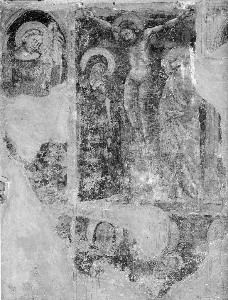 Cristo crocifisso con San Michele e santo (dipinto, frammento) - ambito modenese (seconda metà sec. XIV)