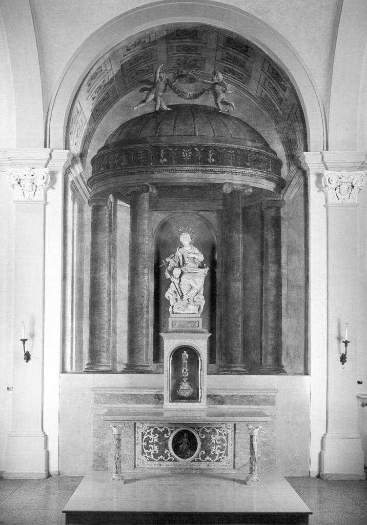 finta architettura e due putti (decorazione pittorica) di Minghelli Pietro, Vincenzi Geminiano (sec. XIX)