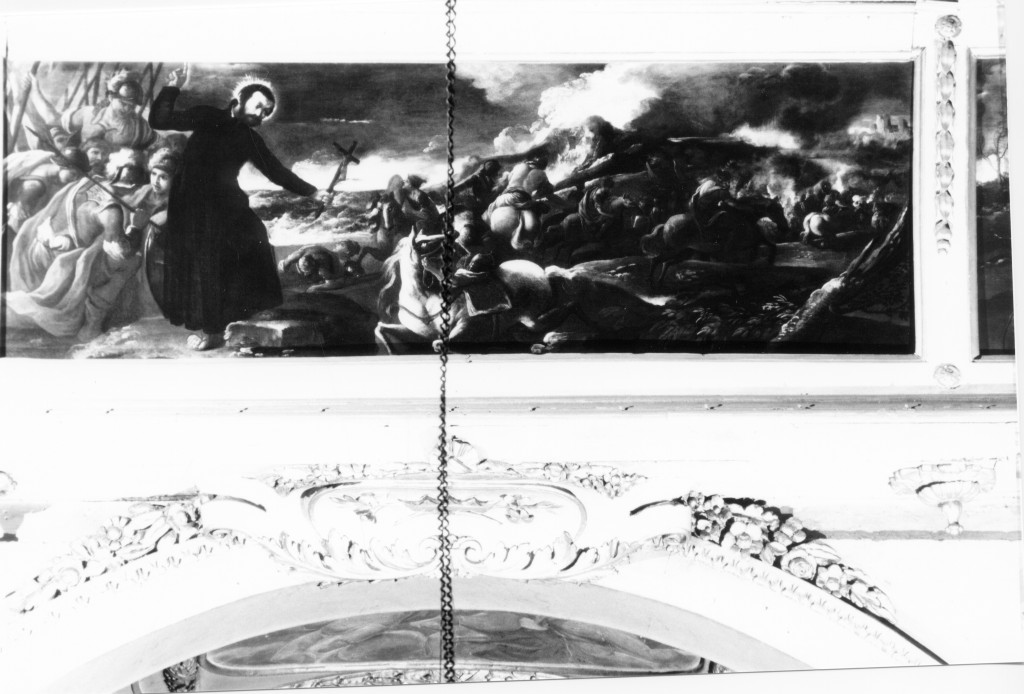 San Francesco Saverio salva dai nemici un gruppo di Indiani (dipinto) di Romani Giuseppe (fine sec. XVII)