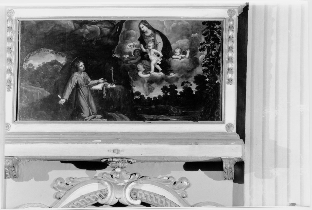 Apparizione della Madonna a Sant'Ignazio di Loyola nella grotta di Manresa (dipinto) di Lana Ludovico (prima metà sec. XVII)