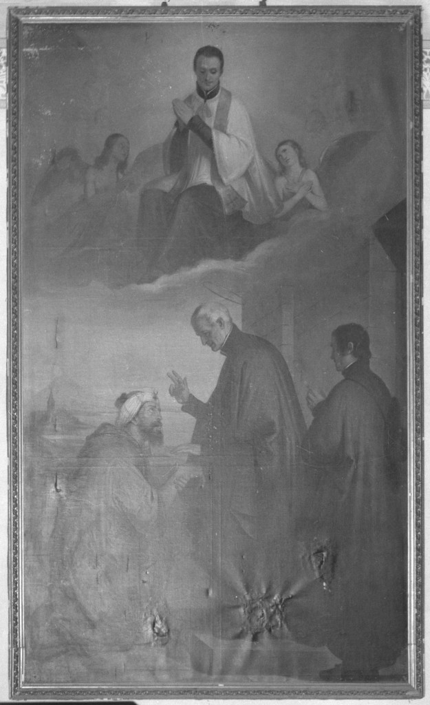 San Francesco risana un Turco (dipinto) di Baroni Domenico (sec. XIX)