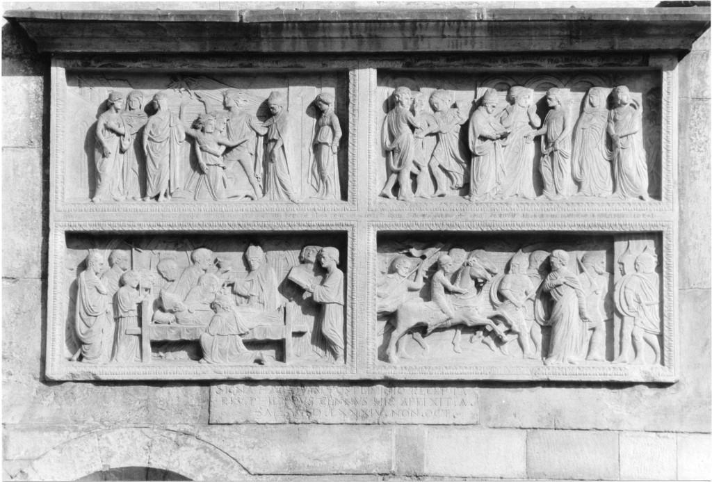 episodi della vita di San Geminiano (rilievo, ciclo) di Agostino di Antonio di Duccio (sec. XV)