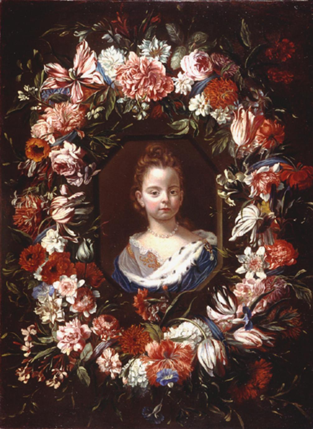 ritratto di fanciulla entro ghirlanda (dipinto) di Hermans Johannes detto Monsù Aurora (sec. XVII)