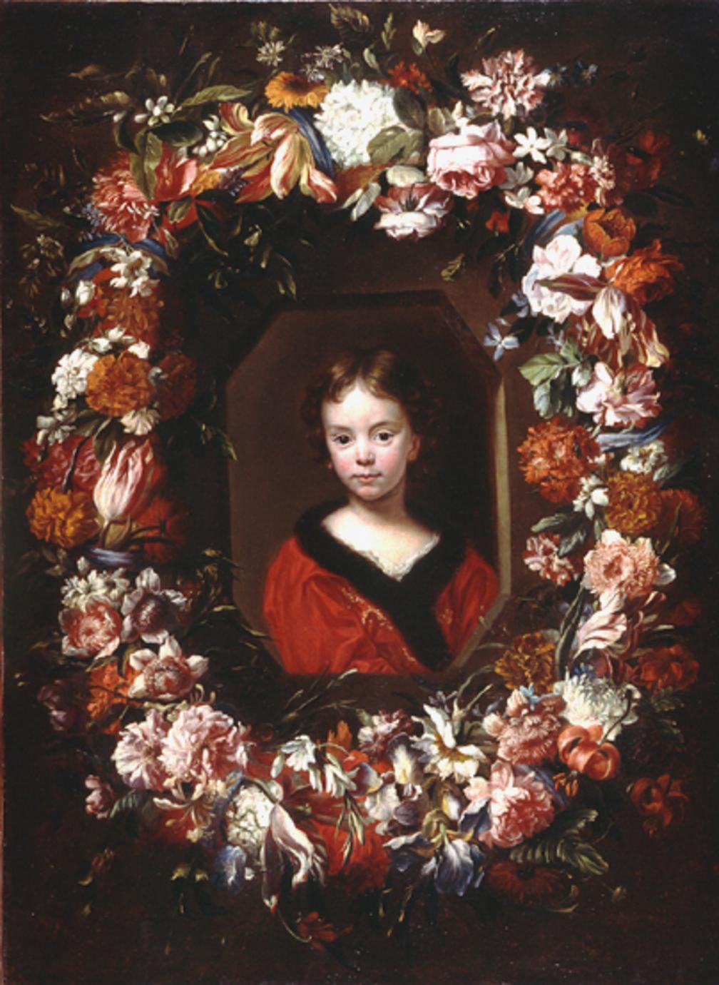 ritratto di fanciullo entro ghirlanda (dipinto) di Hermans Johannes detto Monsù Aurora (sec. XVII)