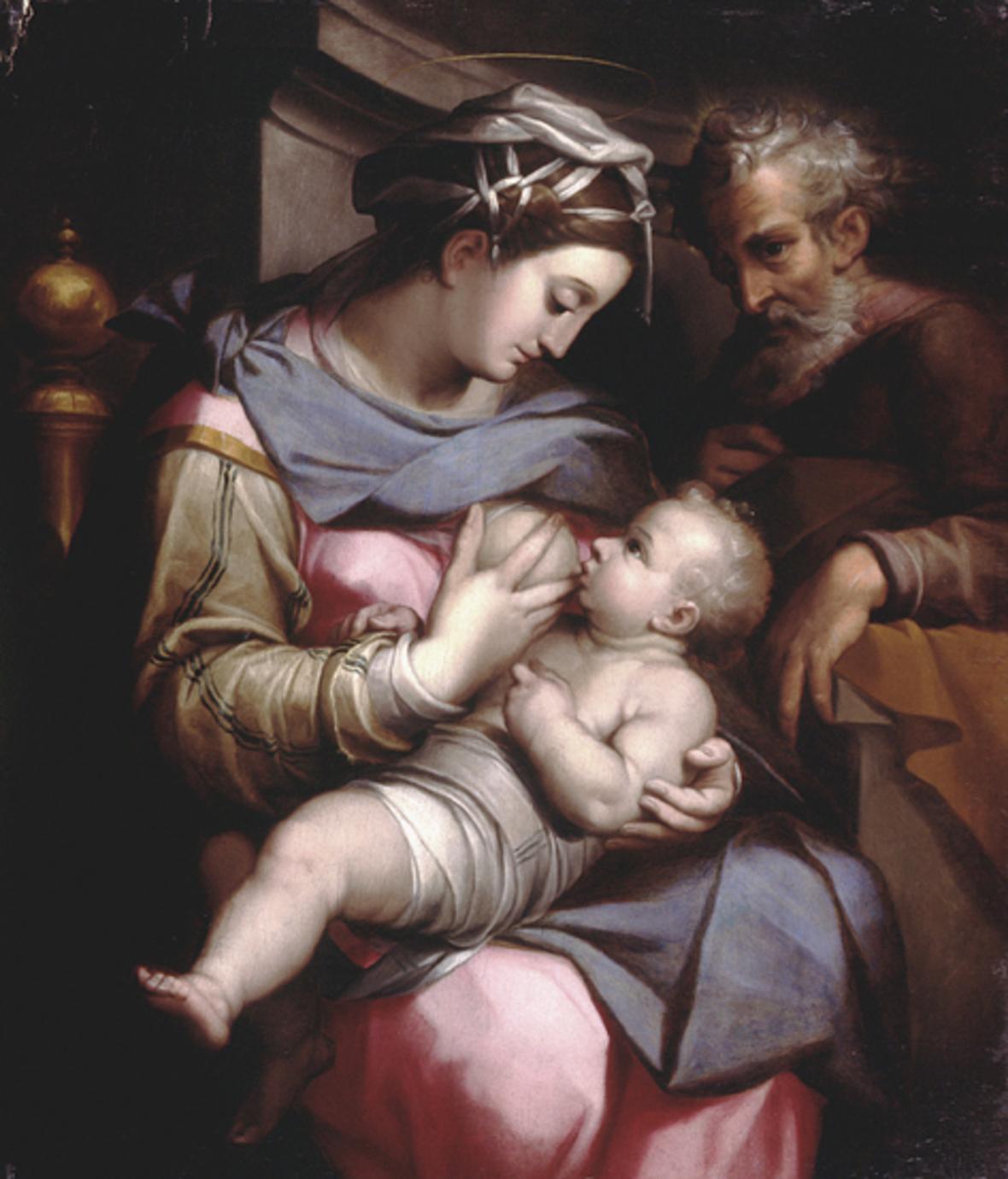 Sacra Famiglia (dipinto) di Samacchini Orazio (sec. XVI)