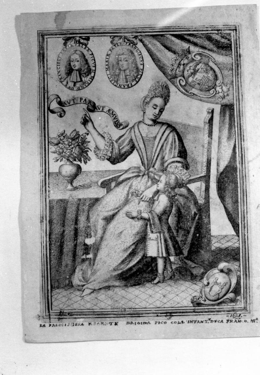 Brigida Pico e Francesco Maria Pico (stampa) di Francia Francesco Domenico Maria (sec. XVII)