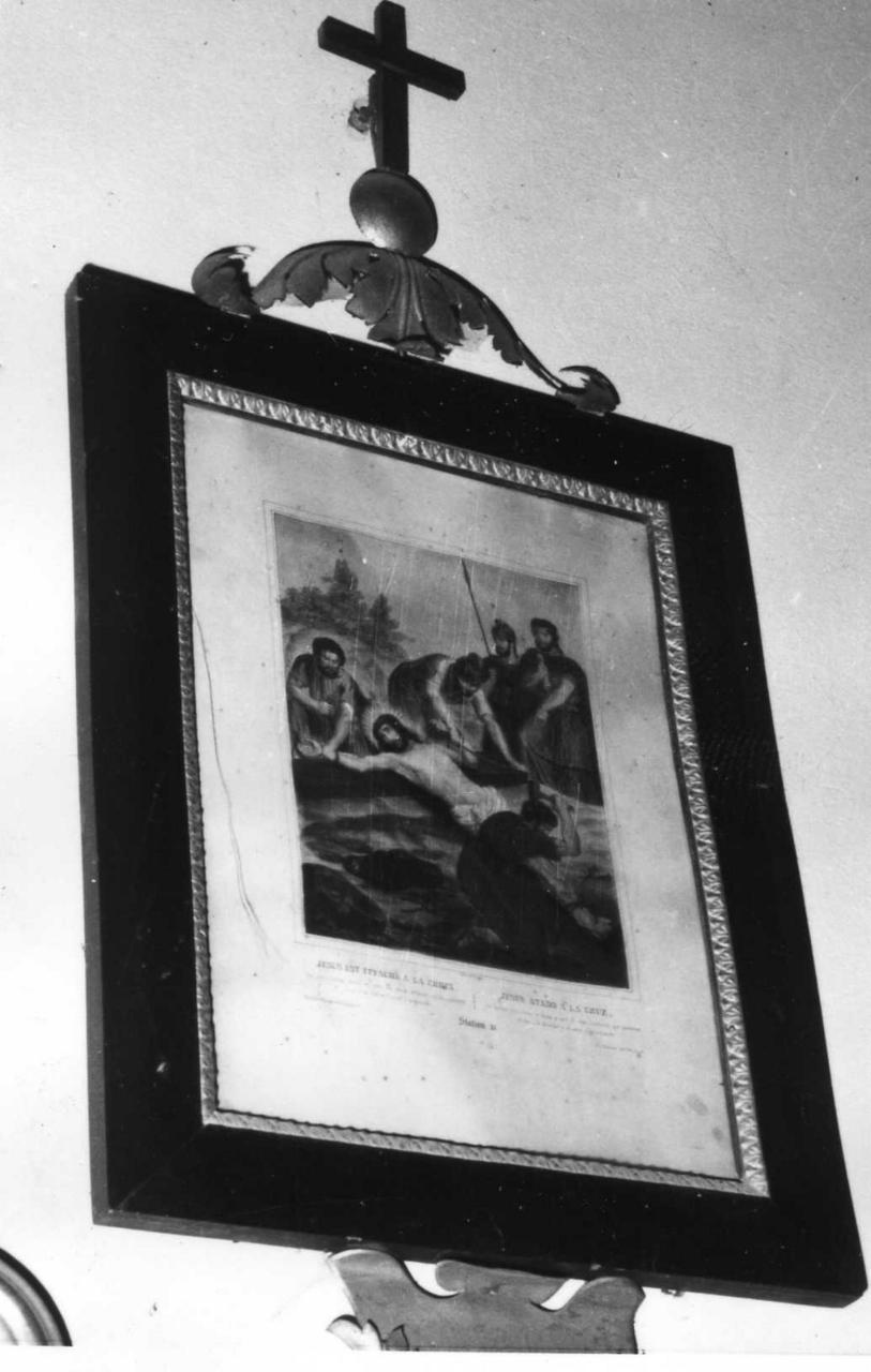 stazione XI: Gesù inchiodato alla croce (stampa, serie) - ambito lombardo (metà sec. XIX)