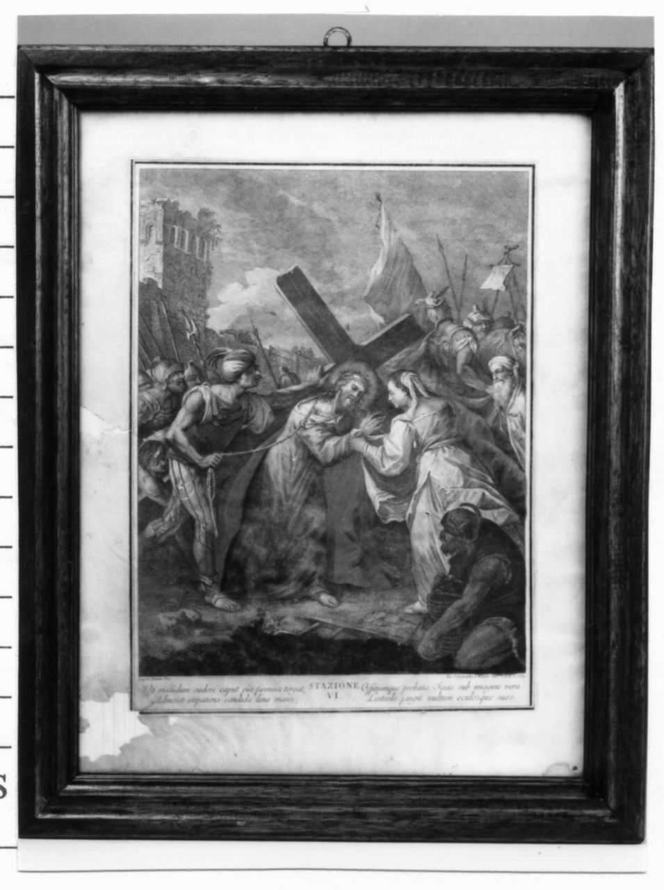 stazione VI: Gesù asciugato dalla Veronica (stampa) di Diziani Gaspare (seconda metà sec. XVIII)