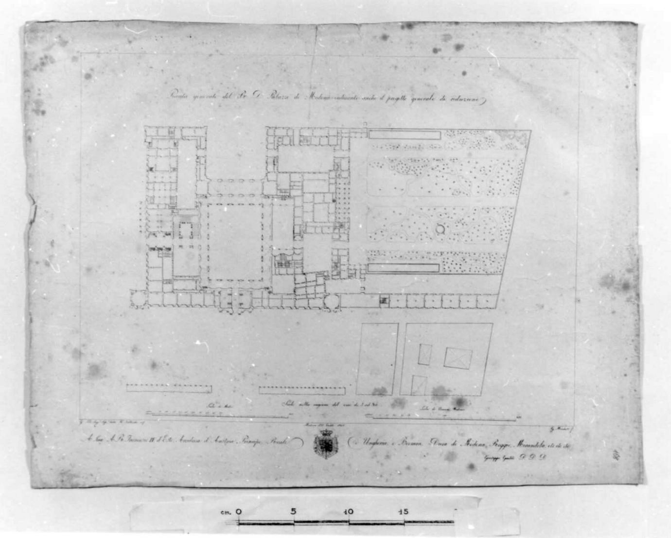 pianta del Palazzo Ducale di Modena (stampa) di Gaddi Giuseppe (sec. XIX)