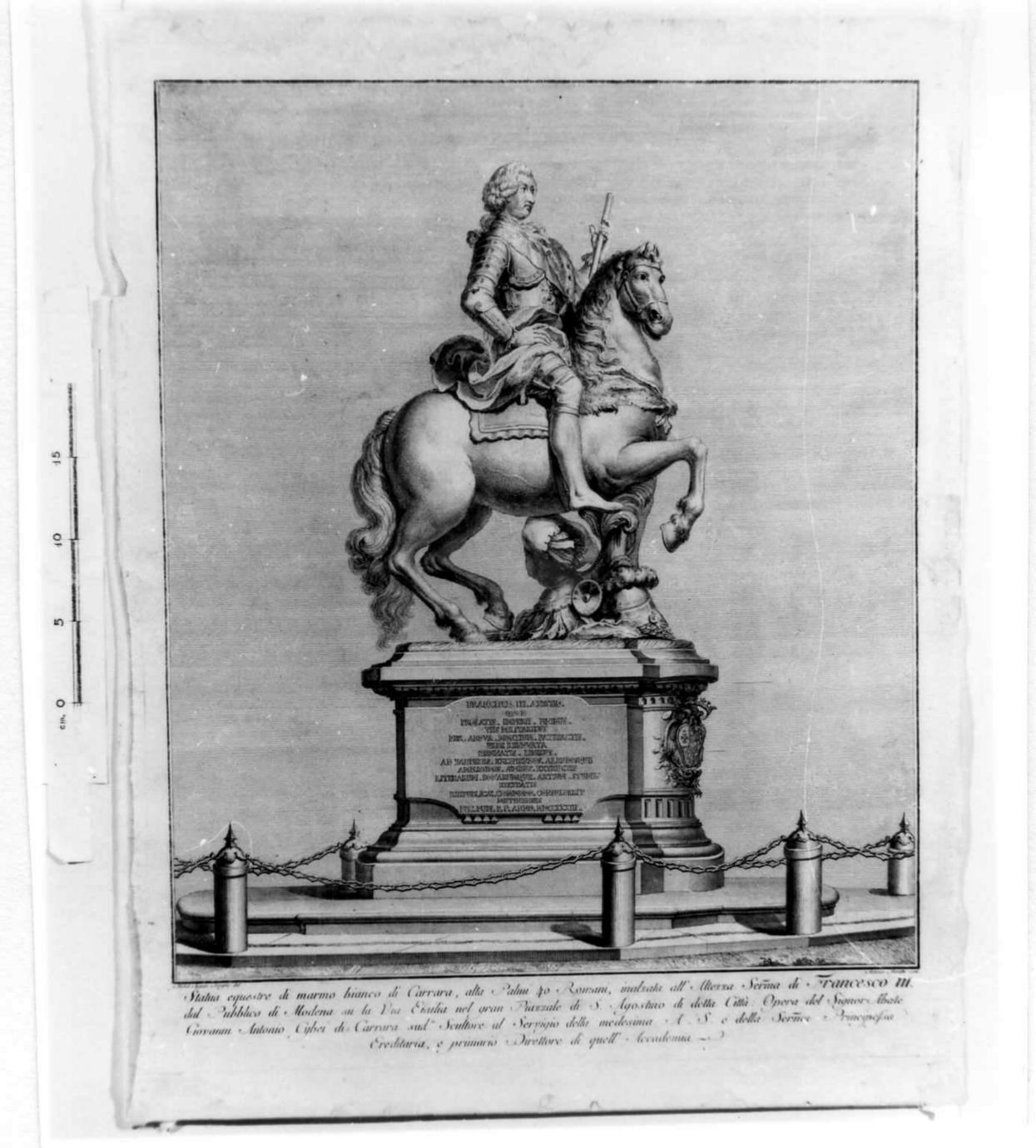 monumento equestre di Francesco III d'Este (stampa) di Baratti Antonio (sec. XVIII)