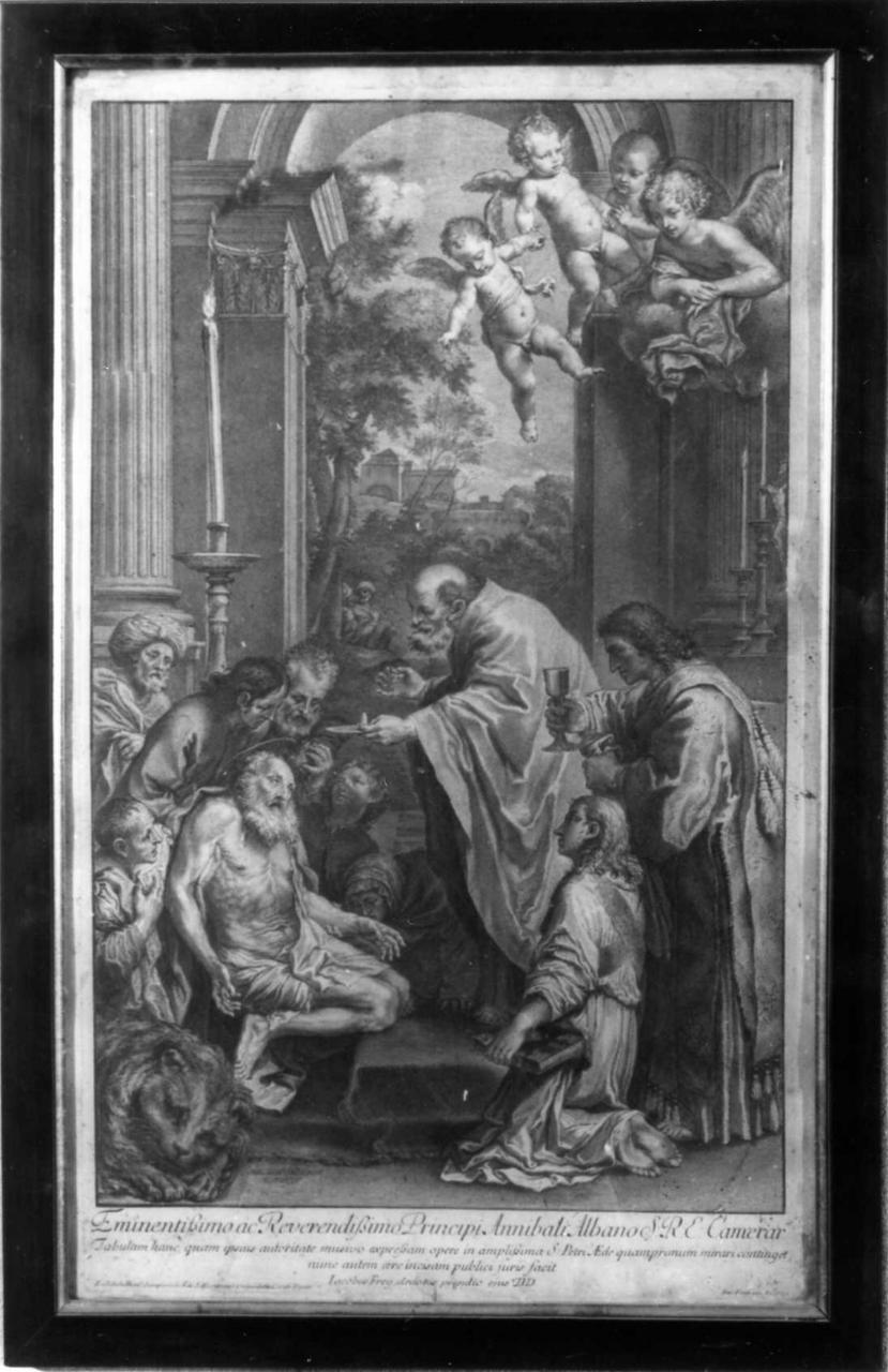 ultima comunione di San Girolamo (stampa) di Frey Jakob (sec. XVIII)