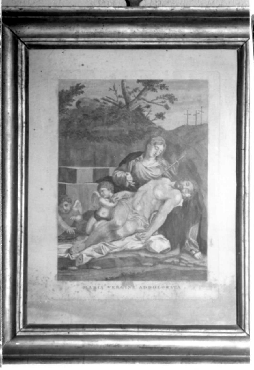 Pietà (stampa colorata a mano, elemento d'insieme) di Eredi Benedetto (sec. XIX)