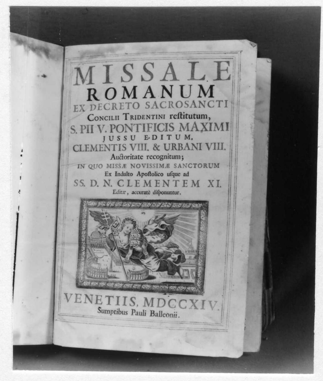 angelo con insegne papali (stampa) - ambito veneziano (sec. XVIII)