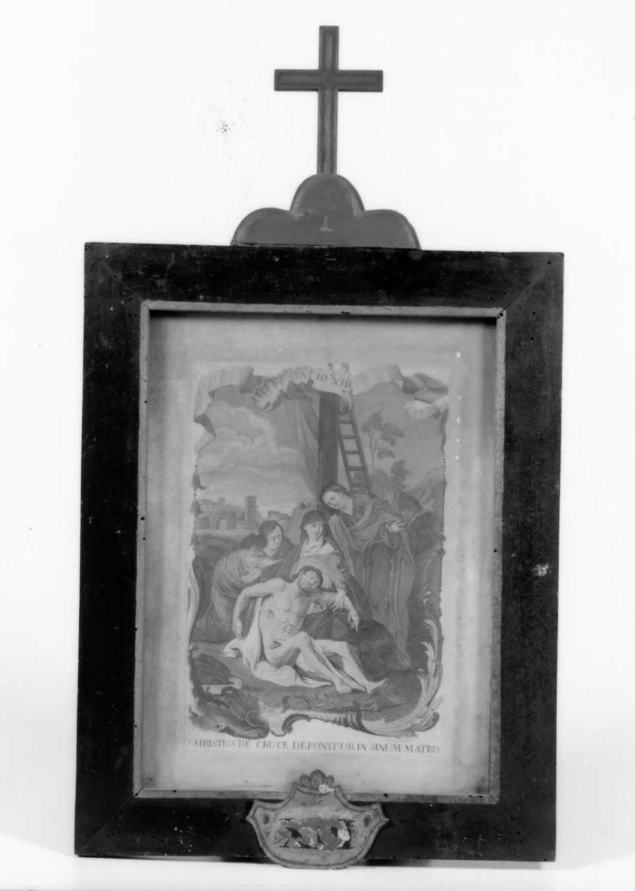 stazione XIII: Gesù deposto dalla croce (stampa a colori, elemento d'insieme) - ambito italiano (?) (sec. XVIII)