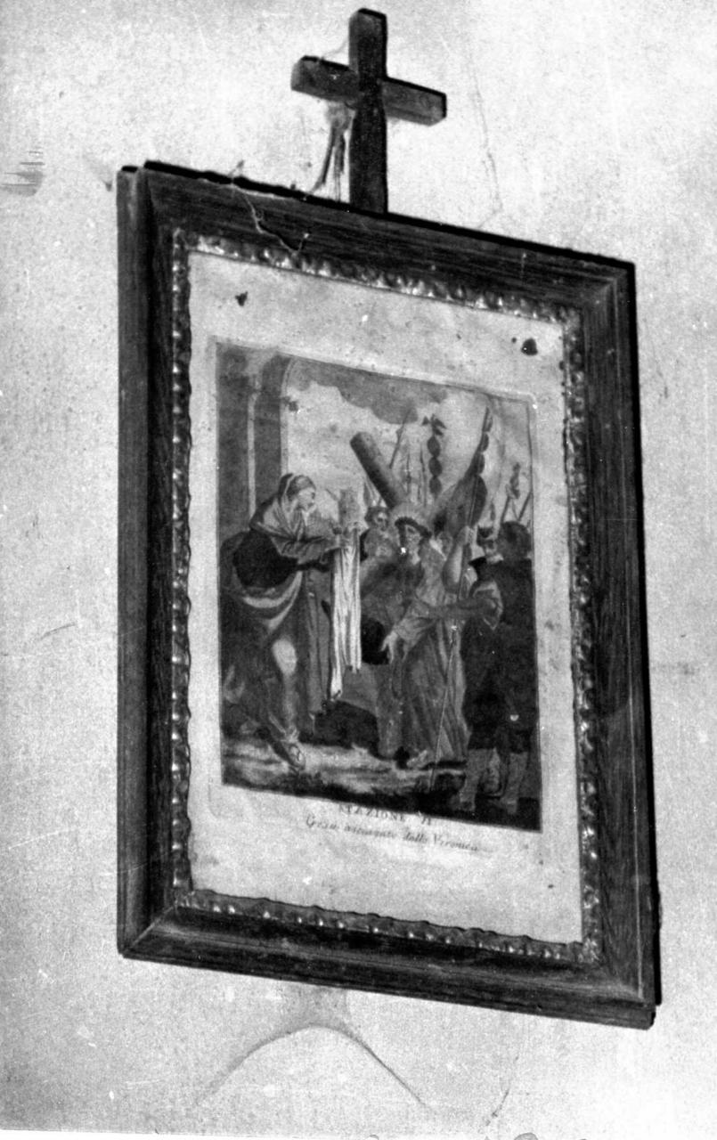 stazione VI: Gesù asciugato dalla Veronica (stampa colorata a mano, serie) - ambito veneziano (seconda metà sec. XVIII)