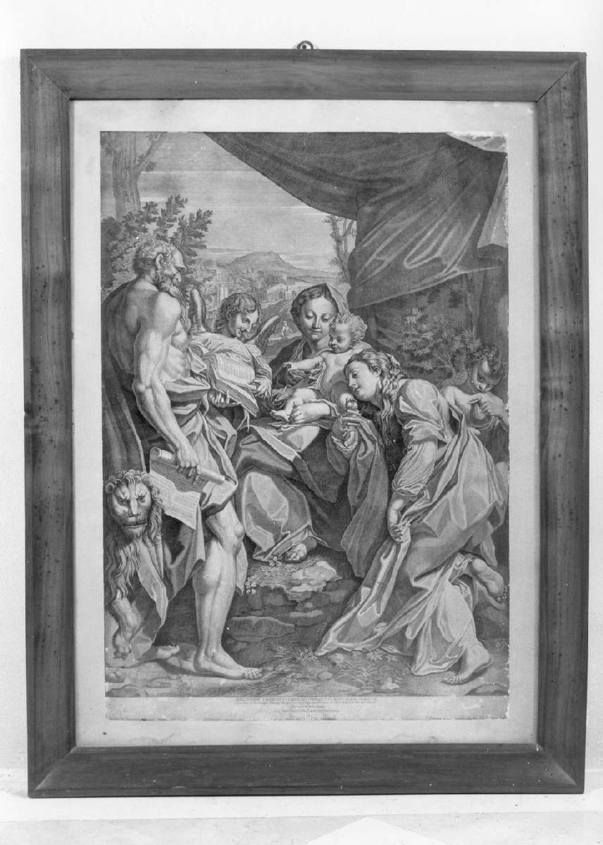 Madonna con Bambino e Santi (stampa) - ambito parmense (sec. XVII)