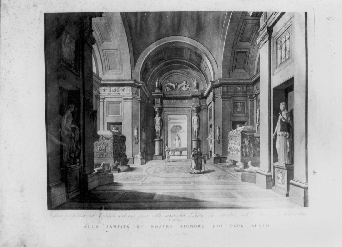 veduta del museo Pio Clementino (stampa, serie) di Feoli Vincenzo, Miccinelli Francesco (seconda metà sec. XVIII)