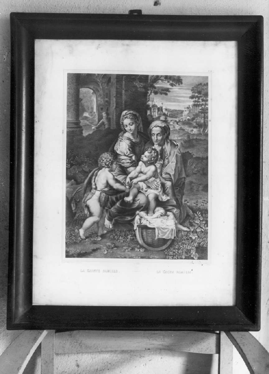 Sacra Famiglia con San Giovannino; Sacro cuore di Gesù (stampa, serie) - manifattura francese (metà sec. XIX)