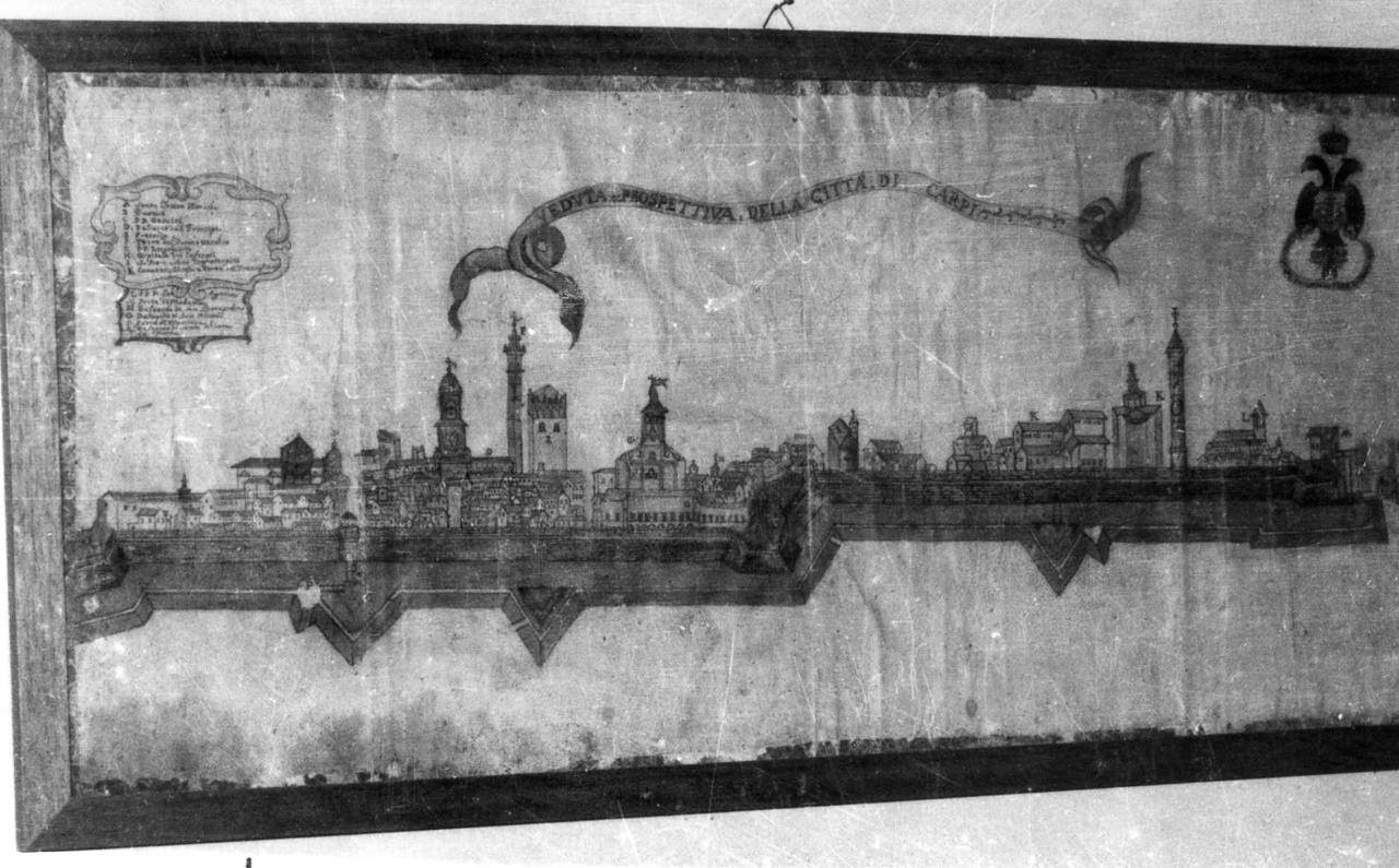 veduta panoramica di Carpi (disegno) di Fornasari Nicola (sec. XVIII)