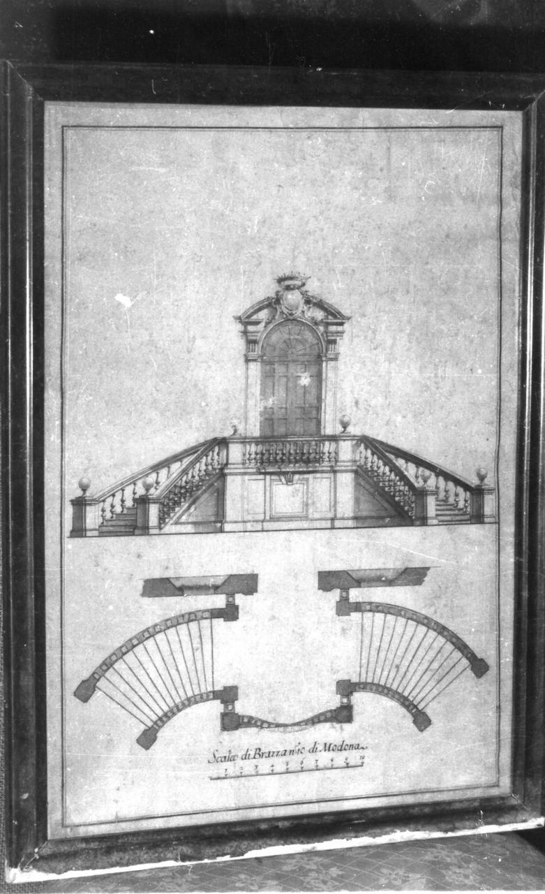 progetto di uno scalone monumentale (disegno) - ambito carpigiano (seconda metà sec. XVIII)