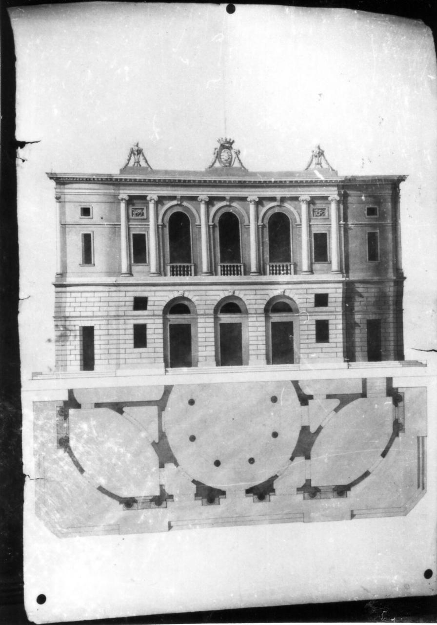 facciata del teatro comunale di Carpi (disegno) di Rossi Claudio (metà sec. XIX)