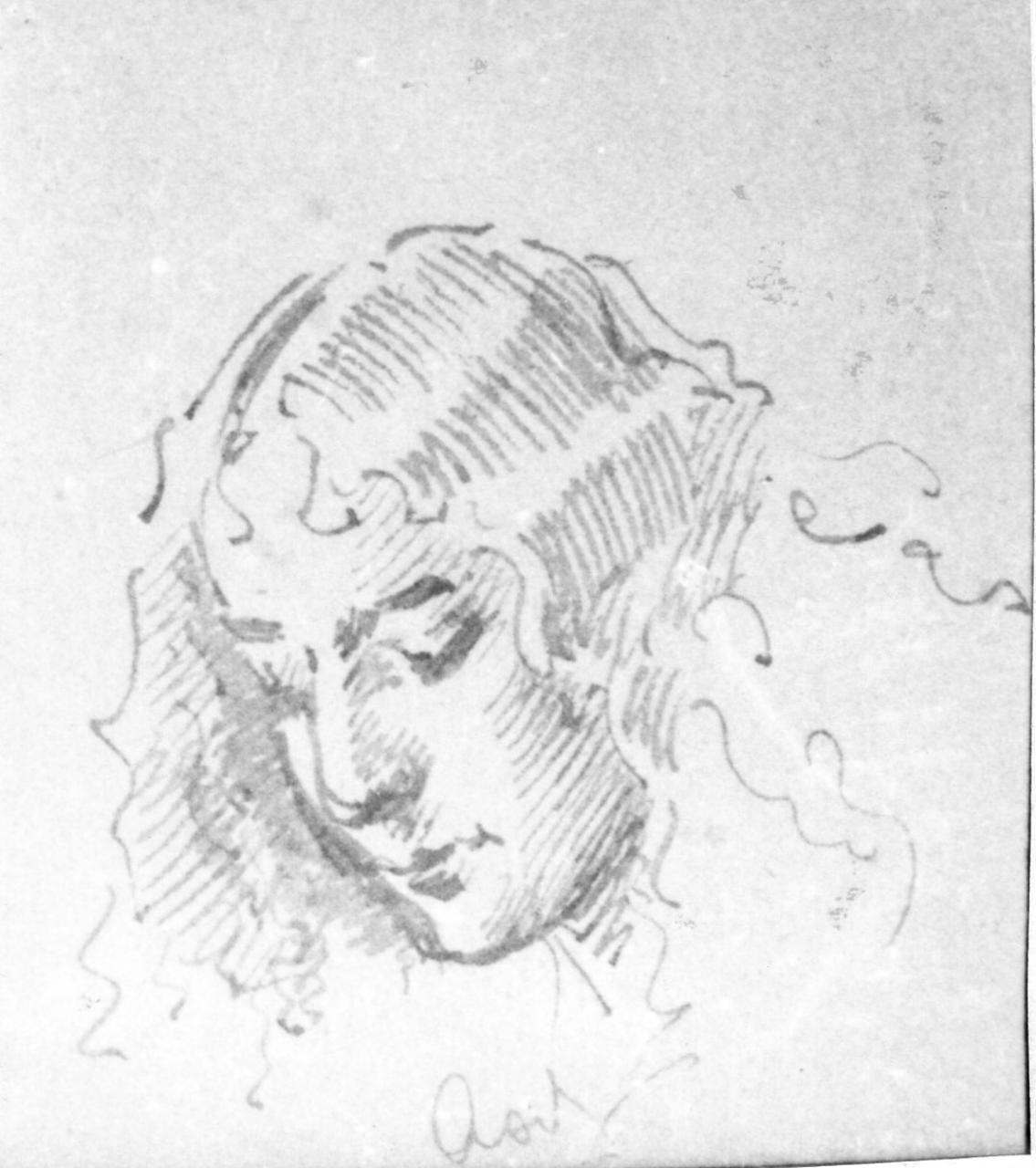 testa di fanciulla (disegno) di Salvarani Arcangelo (fine sec. XIX)