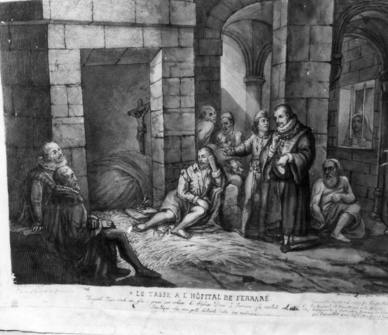 Torquato Tasso nell'ospedale di S. Anna (disegno) di Landini Marco Antonio (sec. XIX)
