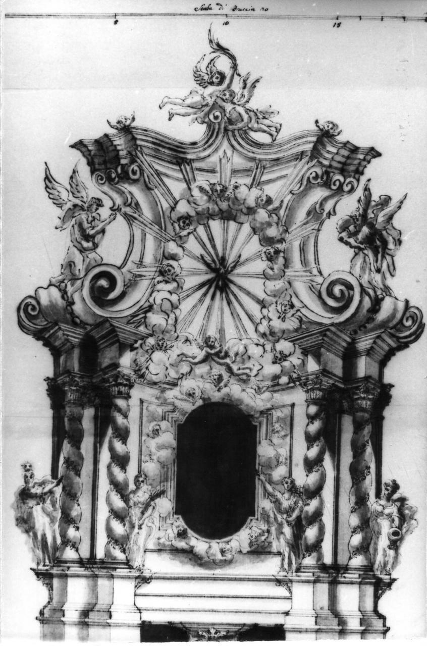 altare barocco (disegno) - ambito carpigiano (seconda metà sec. XVIII)