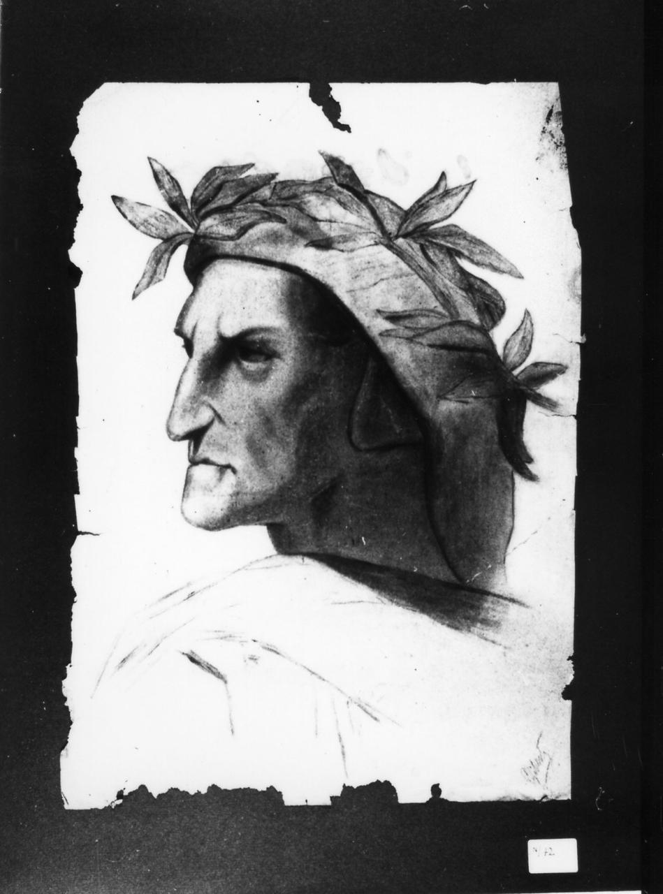ritratto di Dante Alighieri (disegno) di Giberti E (metà sec. XIX)