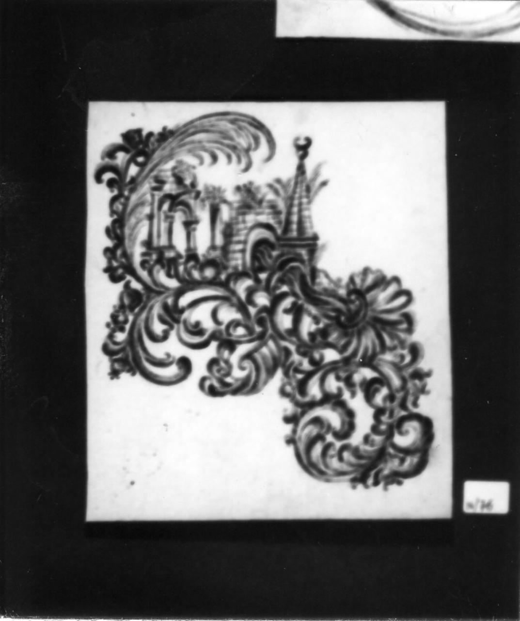 rovine e composizione fiorata (disegno) - ambito carpigiano (seconda metà sec. XVIII)