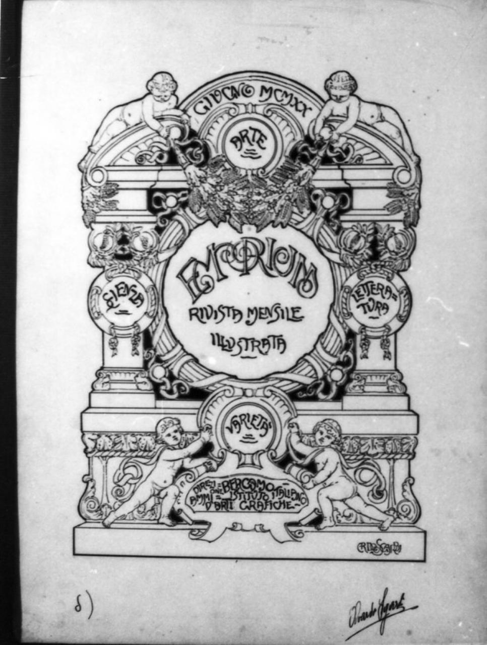 composizione per copertina (disegno) di Sgarbi Edoardo (sec. XX)