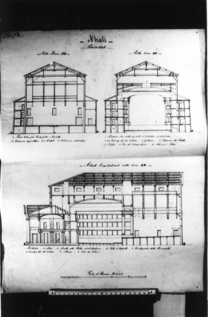 sezioni del teatro di Carpi (disegno) di Rossi Claudio (metà sec. XIX)