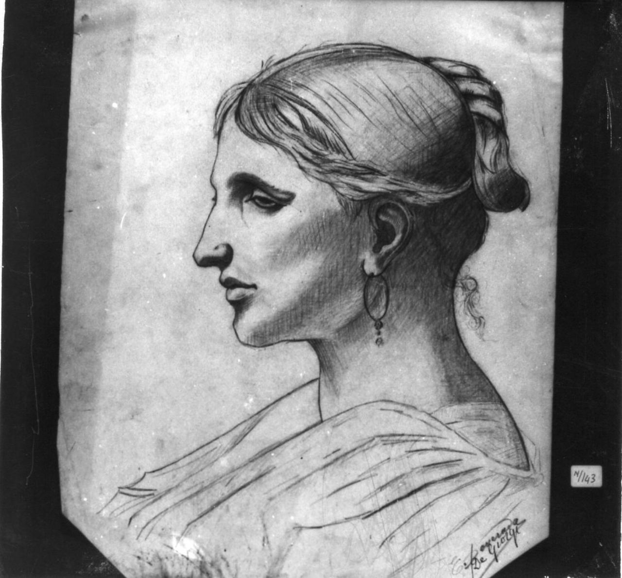profilo femminile (disegno) di De Giorgi E (fine sec. XIX)