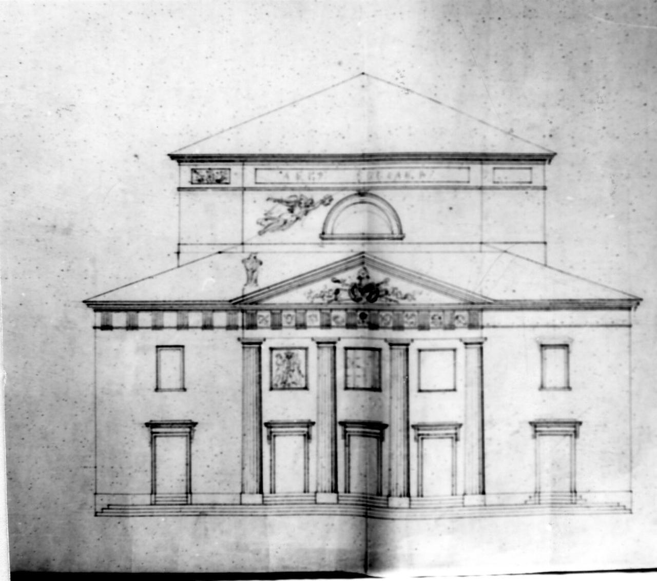 facciata del Teatro di Carpi (disegno) di Rossi Claudio (metà sec. XIX)