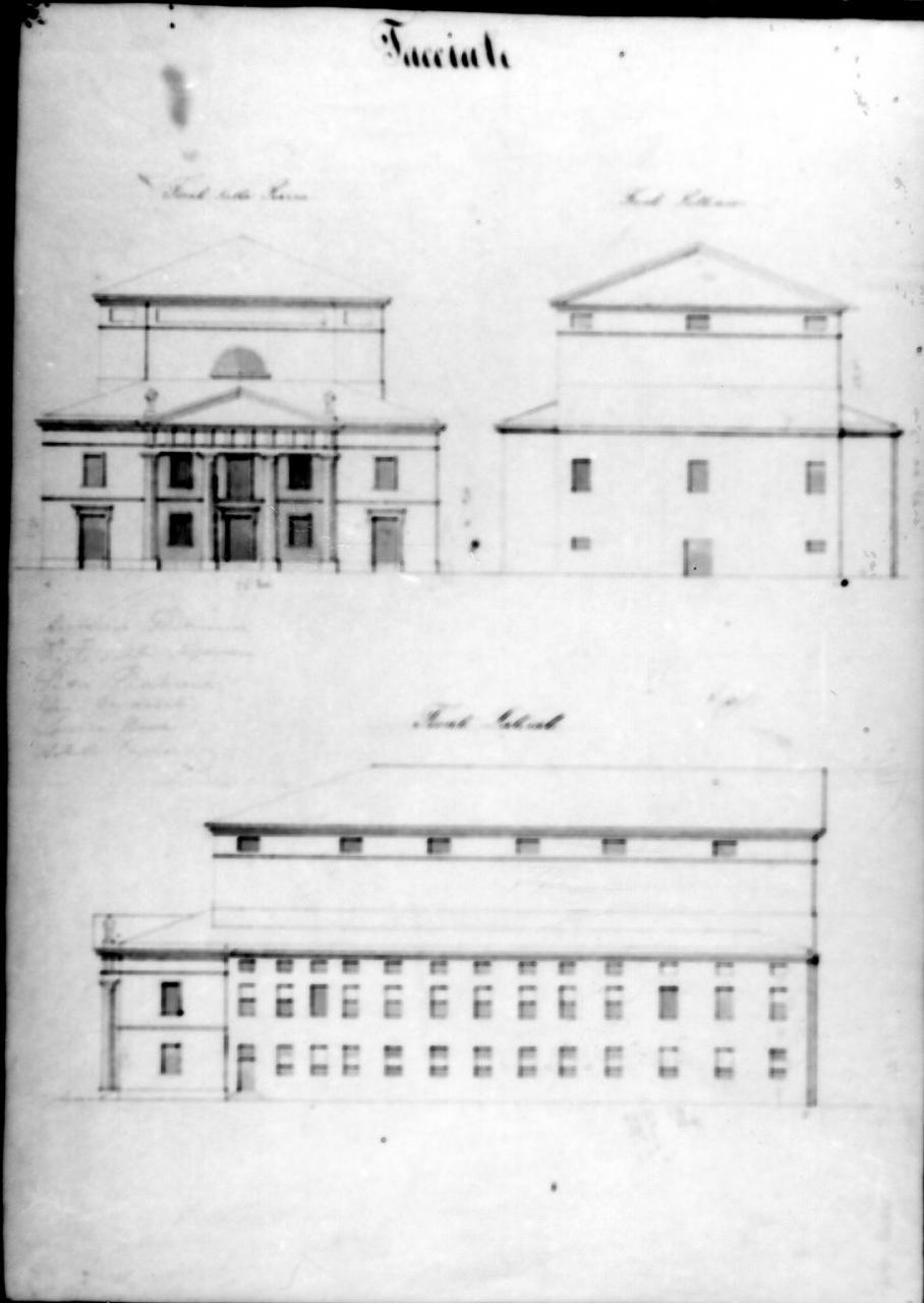 facciate del Teatro di Carpi (disegno) di Rossi Claudio (metà sec. XIX)