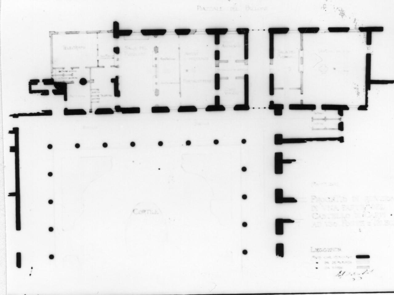 pianta e adiacenze dei locali delle poste (disegno) di Prati Arturo (inizio sec. XX)