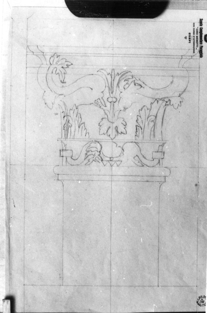 capitello rinascimentale (disegno) di Righi Archipo (sec. XX)