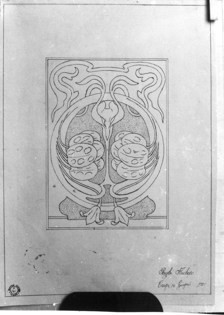 motivo decorativo floreale (disegno) di Righi Archipo (sec. XX)