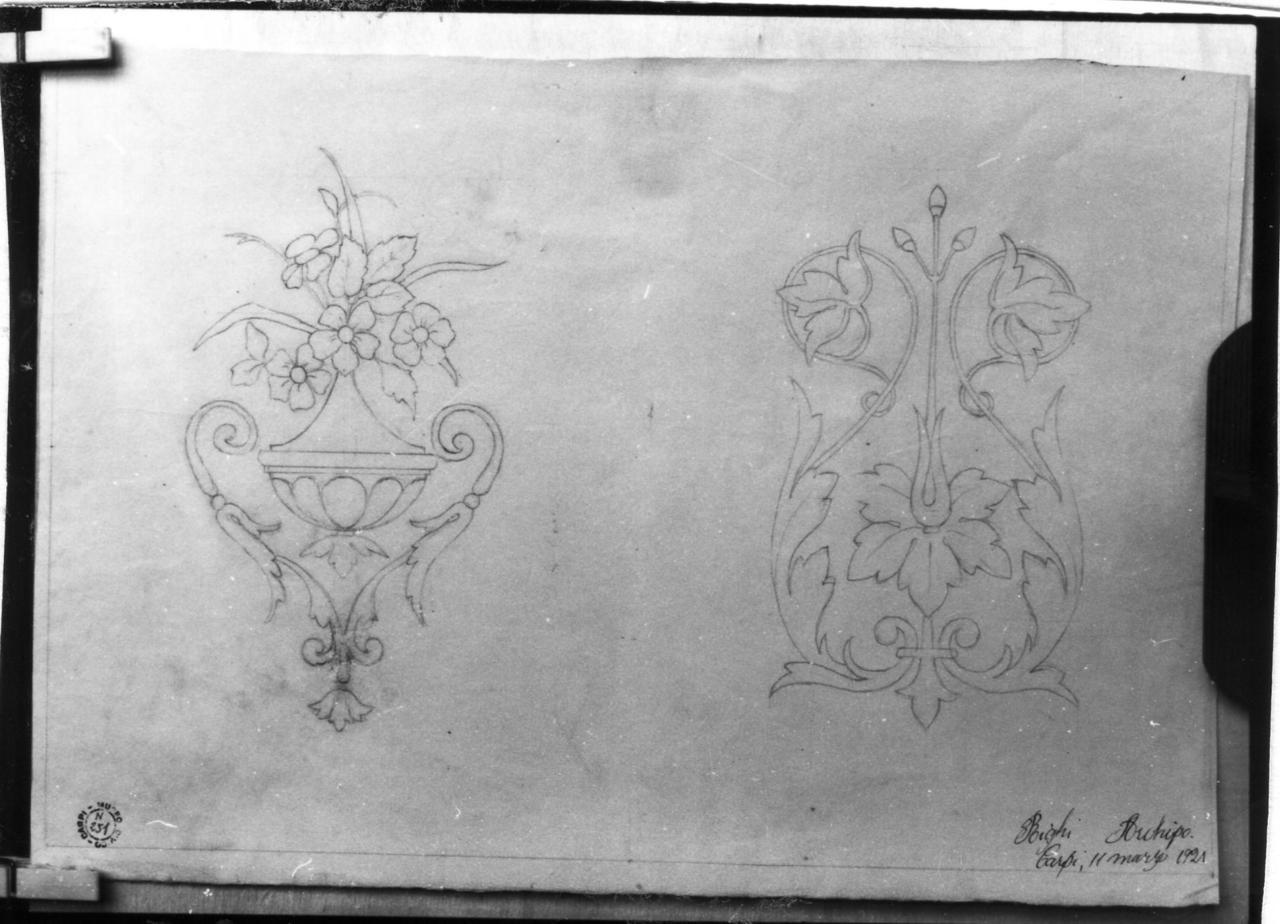 motivi decorativi vegetali (disegno) di Righi Archipo (sec. XX)