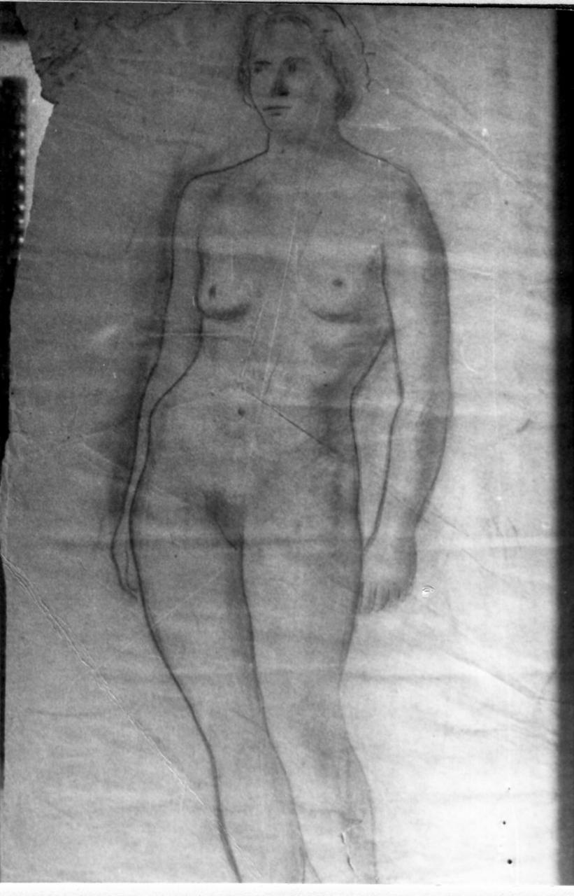 figura femminile nuda (disegno) di Baraldi Renzo (sec. XX)