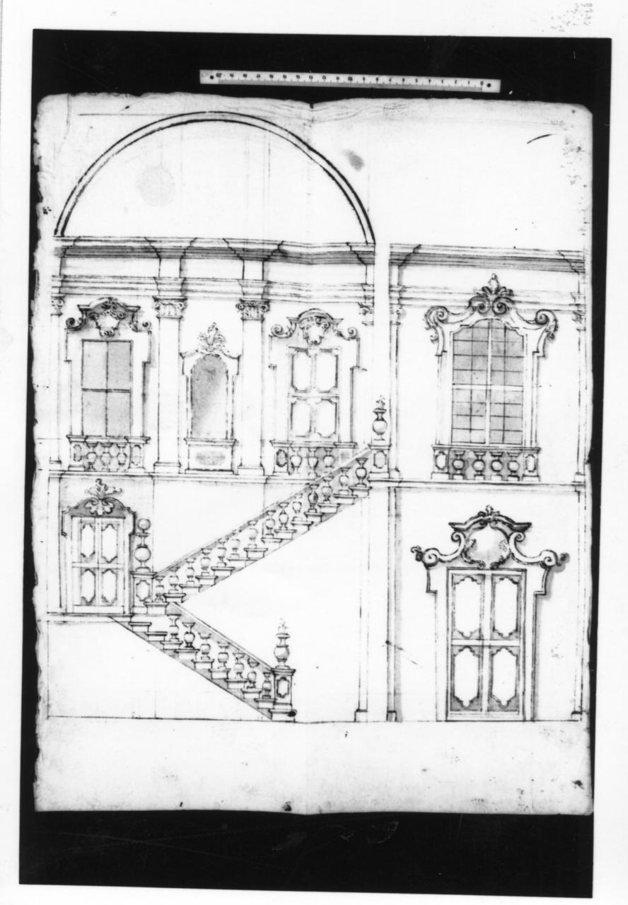 progetto di decorazione di uno scalone (disegno) - ambito modenese (metà sec. XVIII)